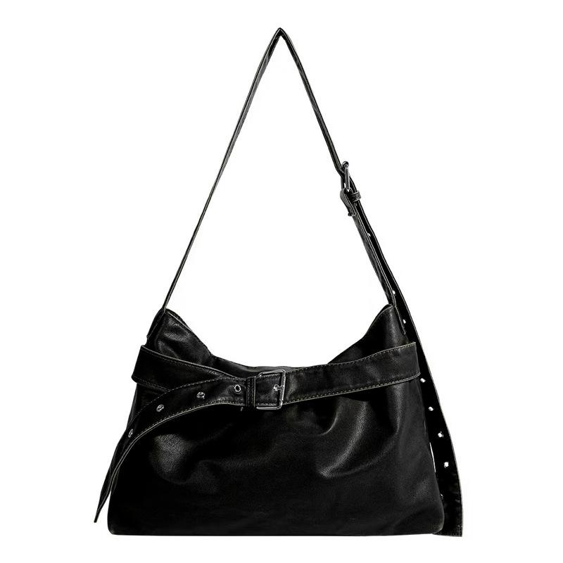 トートバッグ レディース 鞄 大容量 ソフトPUレザー製 ショルダーバッグ 斜め掛けバッグ 普段使い 秋冬 ブラックカラー 欧美風 レトロ 車縫い