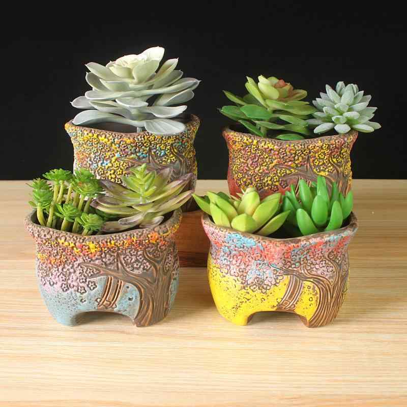 植木鉢 多肉植物 陶器鉢 韓国風 手描き 卓上 盆栽 ガーデニング インテリア 家庭菜園 オフィス 園芸用品