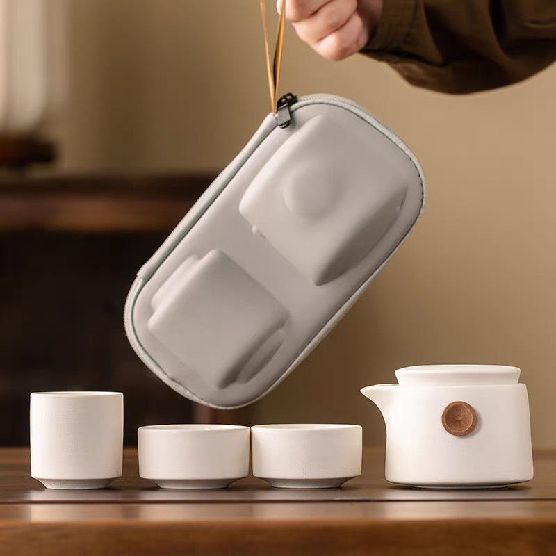 茶器 携帯用 旅行茶器セット 快客杯 陶器 アウトドア 会社イベント 記念品 白色 黒色 オレンジ色 青色 赤色