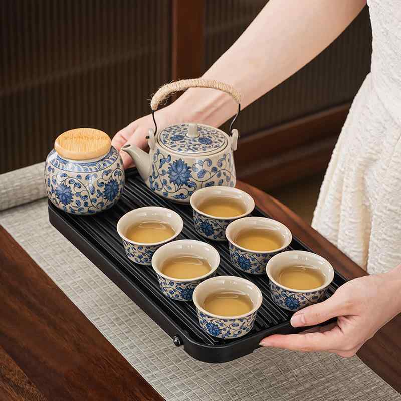 茶器セット 携帯用 茶壺 陶瓷茶杯 クイック杯 4客セット ビジネス 記念品 中国風 陶器 簡約