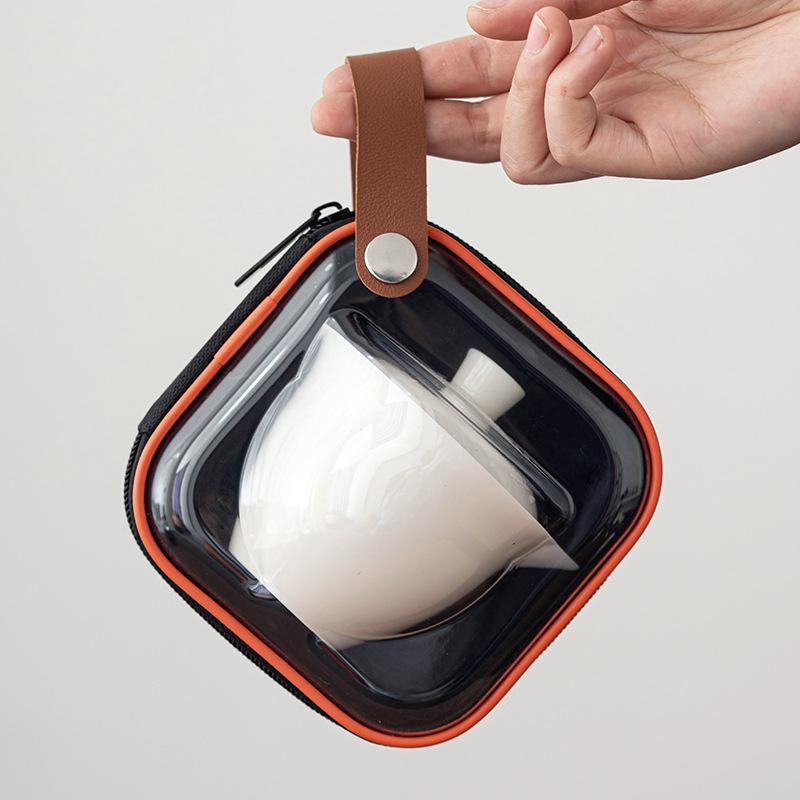 茶器セット 旅行用 携帯用 功夫茶器セット 陶器 磁器 茶器セット 新中式 ティーセット 家庭用 快客杯 白 4杯