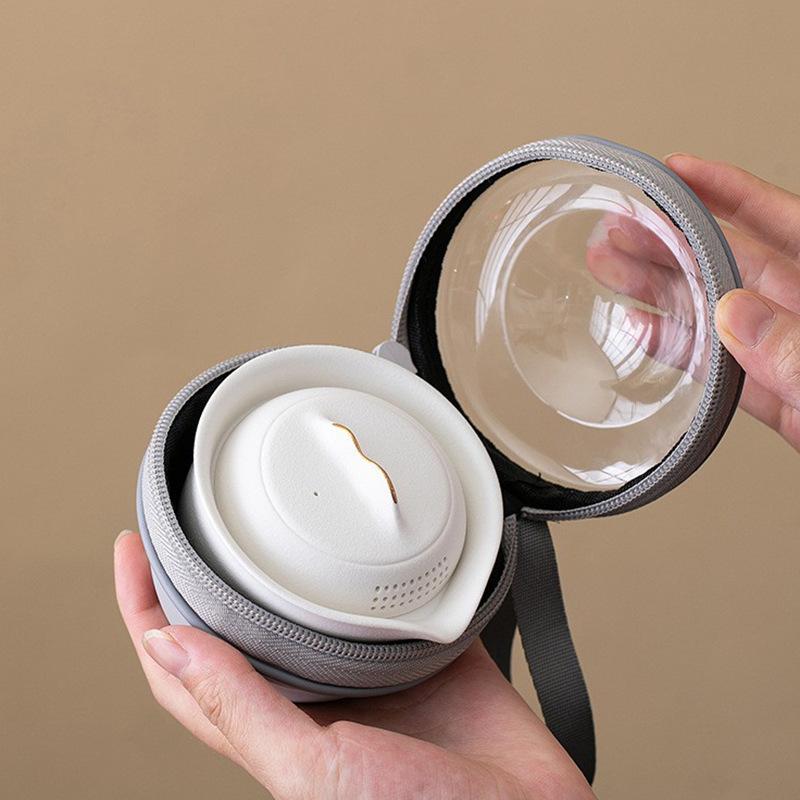 茶器 携帯用 茶器セット 禅風 白 黒 陶器 旅行 湯呑み