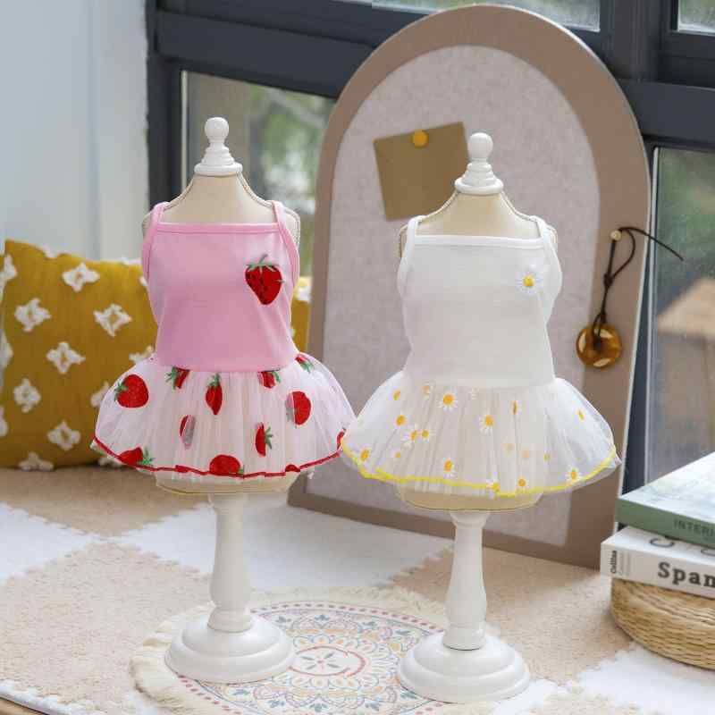 ペット服 犬 春夏 小型犬 テディ プリンセス スカート ポリエステル かわいい 快適 彩金紗 白 ピンク