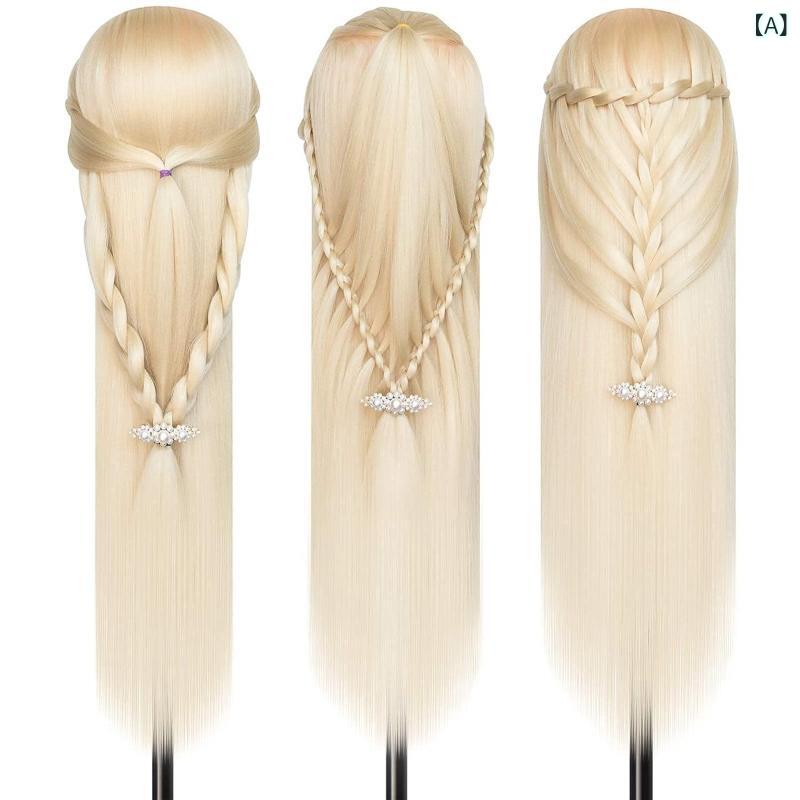 シャドーテールのヘアアクセサリー 美容師練習用ウィッグ ロング ストレート 高温耐熱 613 棕粉 湖藍 紫粉 理髪 編み込み ヘアアレンジ カット カラー｜アングル2