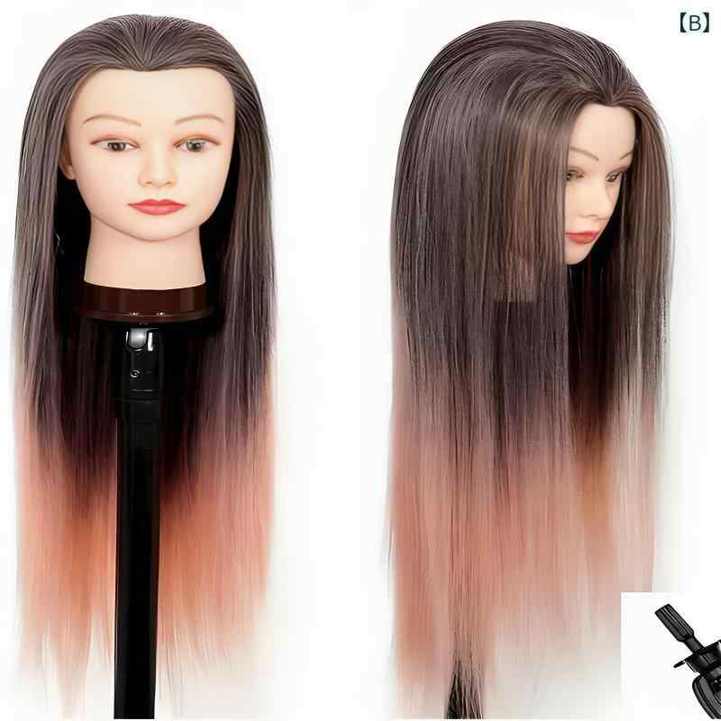 シャドーテールのヘアアクセサリー 美容師練習用ウィッグ ロング ストレート 高温耐熱 613 棕粉 湖藍 紫粉 理髪 編み込み ヘアアレンジ カット カラー｜アングル3