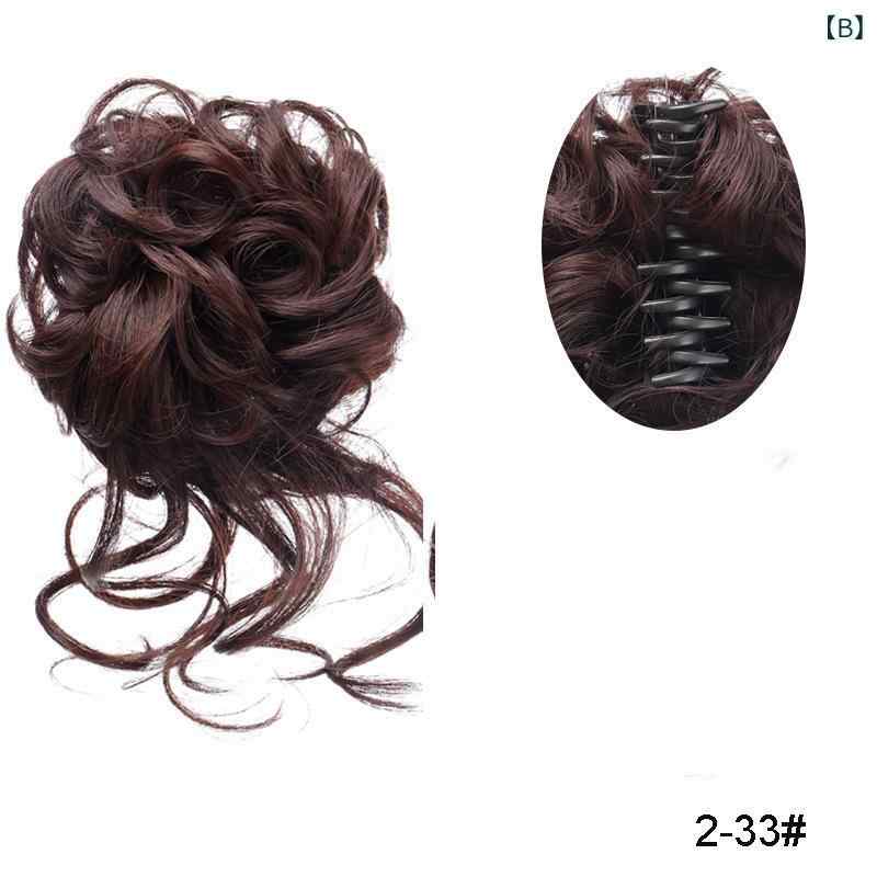 シャドーテールのヘアアクセサリー レディース ヘアゴム シュシュ ウィッグ ポイントウィッグ お団子 自然 ふんわり 高温糸 外国風｜アングル2