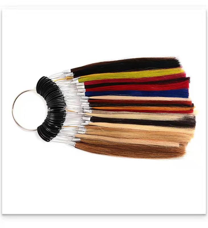 ヘアエクステンション レディース メンズ 真人毛束 全人毛 ブリーチカラー 色見本 染色 ヘアカラー テ..