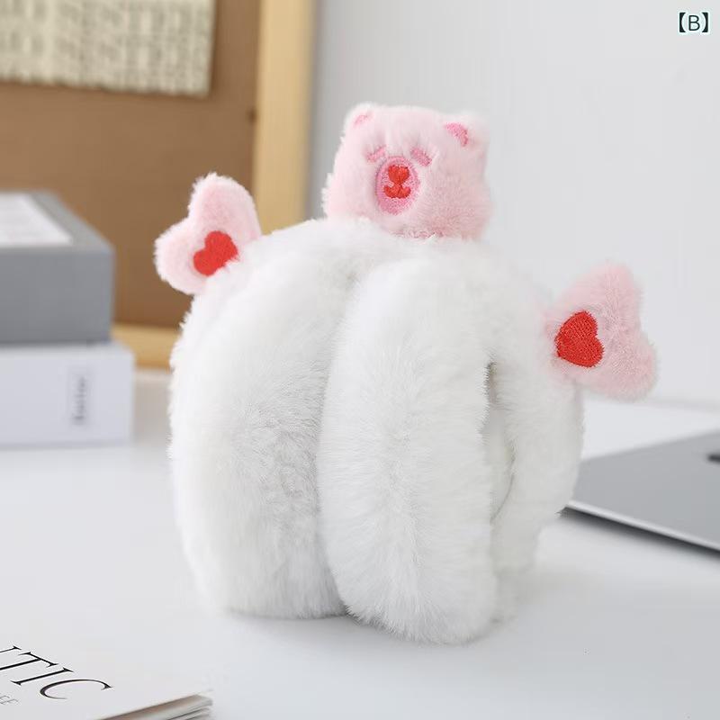 イヤーマフ レディース 防寒グッズ 熊耳 あったか ふわふわ かわいい 防風 桃色