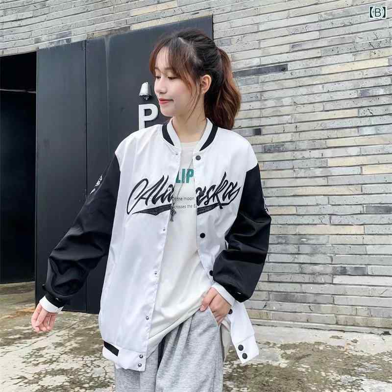 ジャケット メンズ MA-1 スタジャン 男性用 春秋 薄手 ゆったり 大きめサイズ 配色 カジュアル 韓国風 ストリート系 ブルゾン ジャンパー アウター 防風 ポリエステル ブラック ホワイト