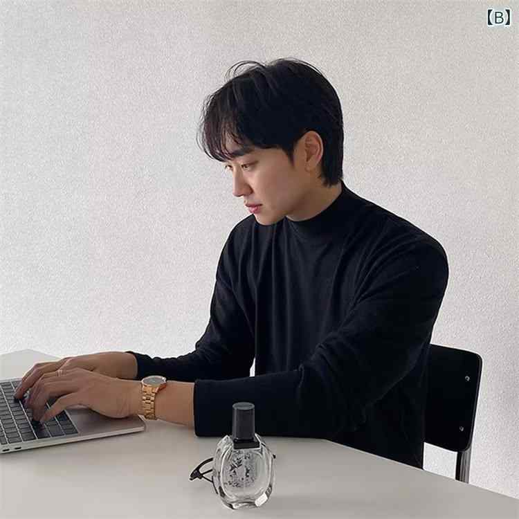 Tシャツ メンズ 男性用 トップス 秋冬 無地 ハーフハイネック カットソー 長袖 プルオーバー ゆったり 普段使い カジュアル