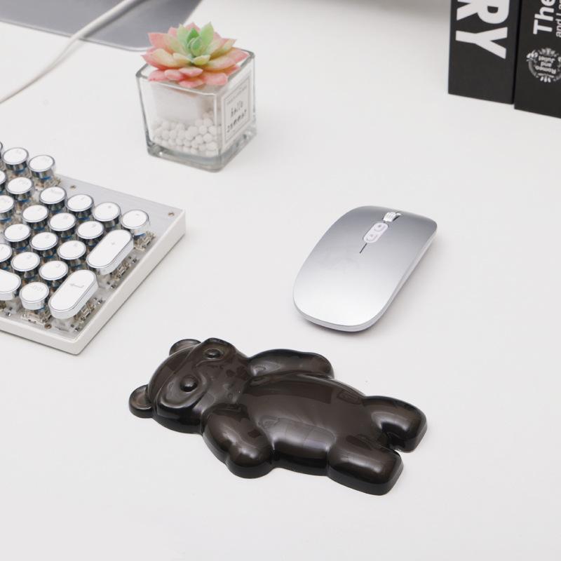 マウスパッド レディース 接触冷感 疲労軽減 アームレスト リストレスト かわいい 小熊 透明 シリコン オフィス デスクワーク ゲーム用