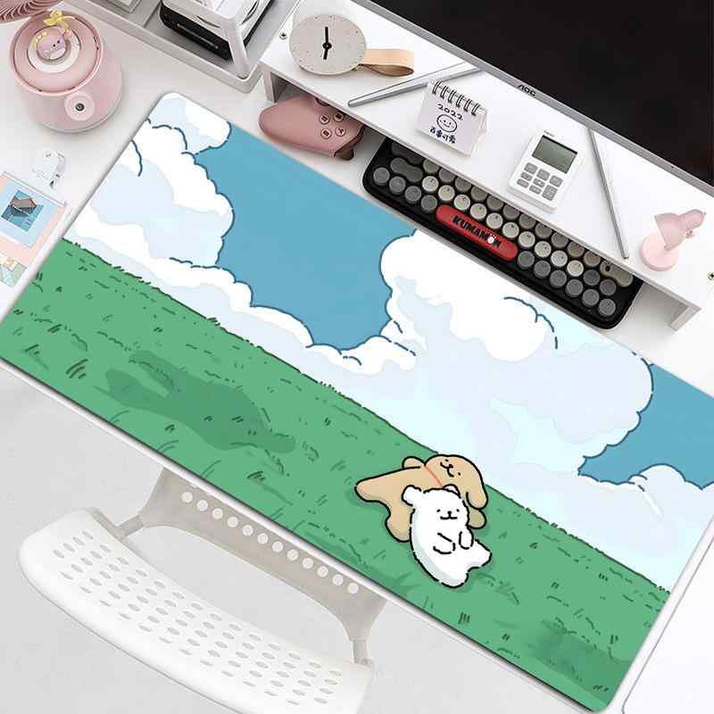 デスクマット レディース かわいい 犬柄 超大判 天然ゴム 滑り止め オフィス 勉強机 パソコンマット ゲーミング