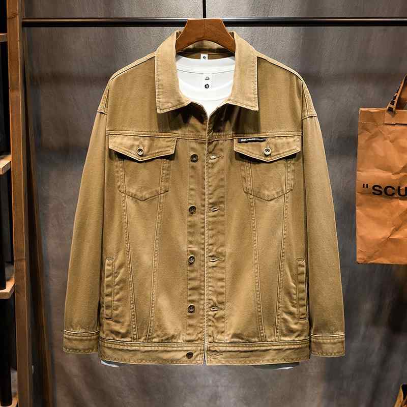 デニムジャケット メンズ 大きいサイズ ゆったり ワークジャケット ブルゾン Gジャン アウター トップス 秋物 コットン 100% 3L 4L 5L カーキ ブラック