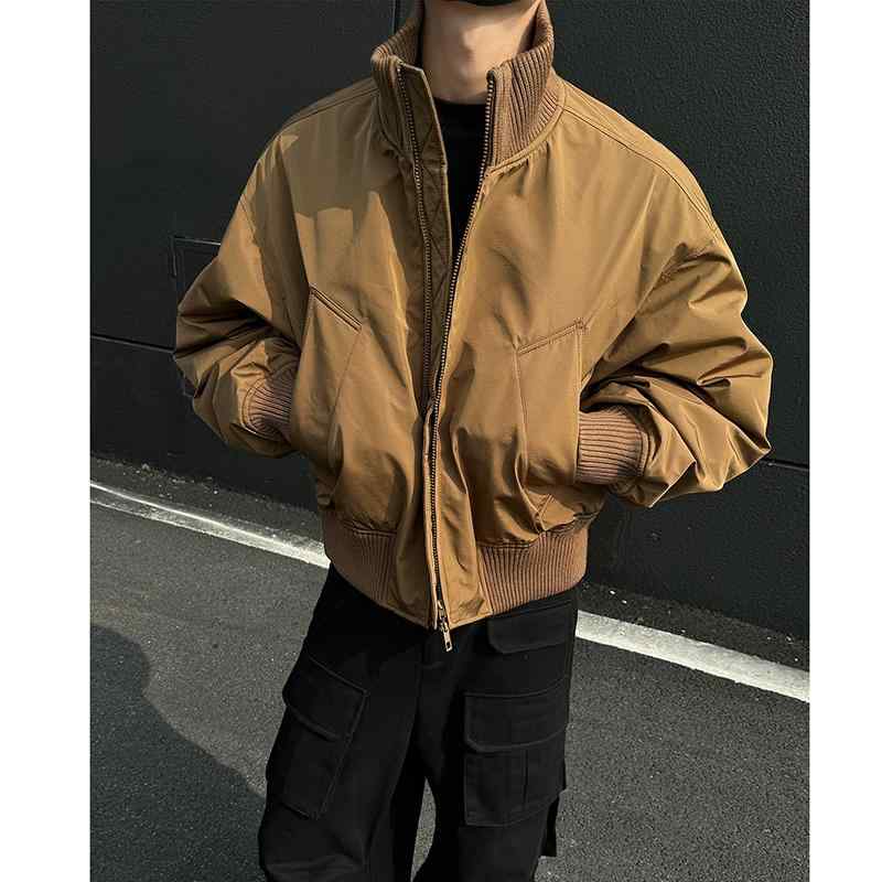 ジャケット 男性用 MA-1 フライトジャケット コットン 秋冬 立襟 コットンジャケット ショート丈 野球服 ブルゾン 耐摩耗 カーキ色 黒色 紺色 アーミーグリーン 赤色