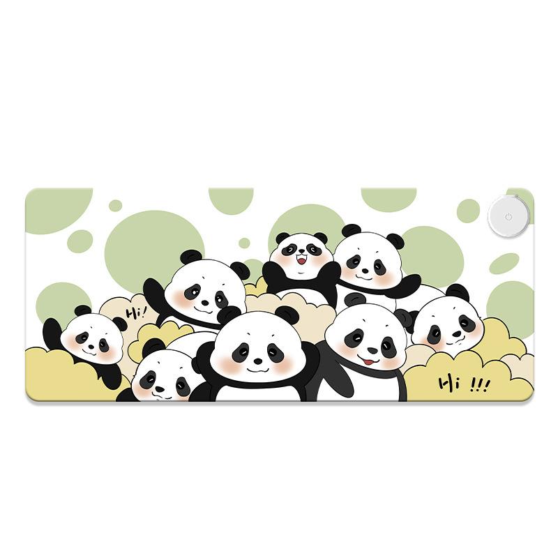 デスクマット 発熱 あったか 超大判 暖房 加熱 学生 作業用 オフィス パソコン キーボード デスク 暖手 レザー調 60cm 80cm 3段階温度調整 タイマー機能 省エネ 冷え対策 かわいい 猫 パンダ