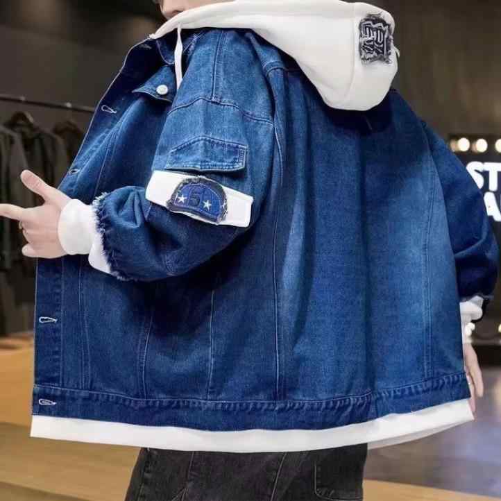 デニムジャケット メンズ 秋物 ライトアウター フード付き Gジャン カジュアル ブルゾン ジャンパー 男性用 トップス 長袖 ポリエステル 浅青色 濃青色