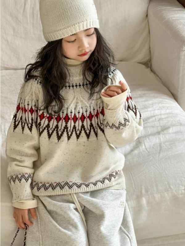 ニット・セーター ガールズ 子供服 厚手 ニット トップス 秋冬 長袖 丸首 110cm 12...