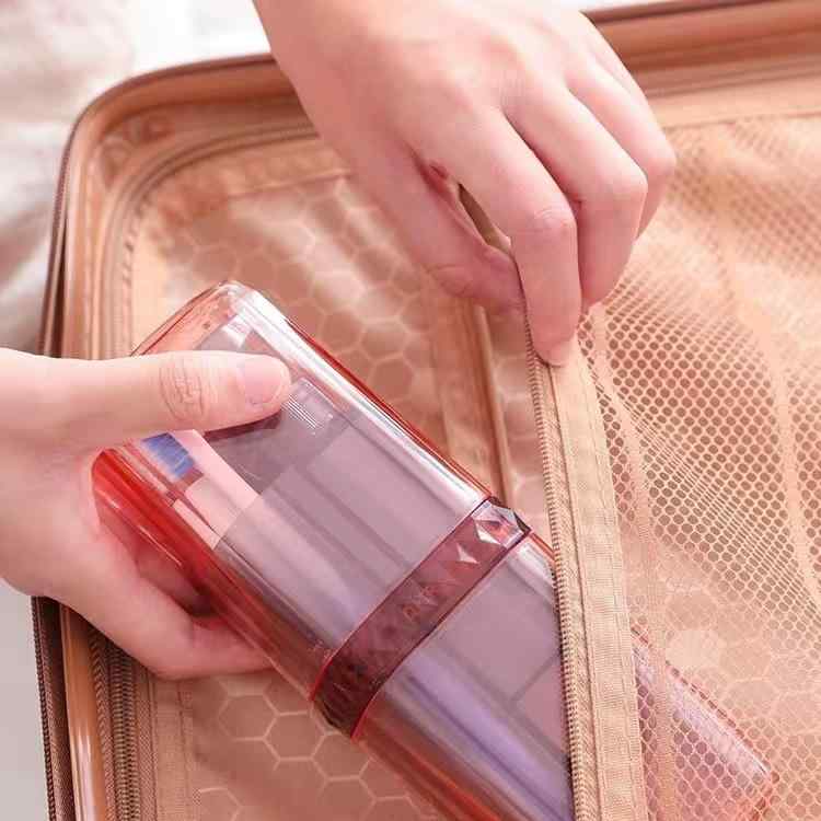 歯ブラシスタンド 旅行 携帯用 コップ 歯ブラシ 歯磨き粉 収納ケース アメニティ シャンプーボトル 詰め替え容器(x2)