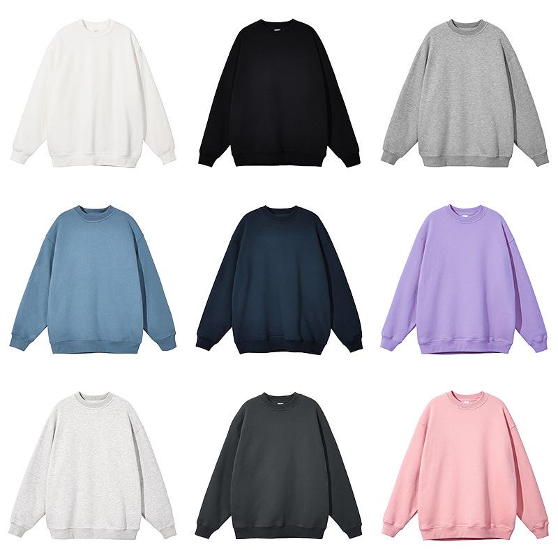 Long-Sleeved - トレーナー レディース 春秋 オーバーサイズ ゆったり スウェット トップス 長袖 パステルカラー 無地 厚手 裏起毛 ラウンドネック 普段使い 部屋着 かわいい 白色 黒色 グレー 浅青色 紺色 紫色 ピンク系 ワインレッド 黄色 カーキ 橙色 青色