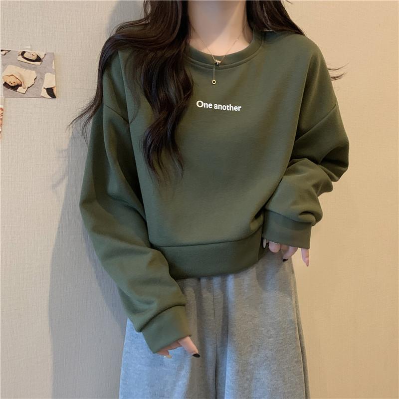 スウェット レディース ゆったり プルオーバー トップス ロゴ プリント ドロップショルダー 長袖 秋冬 普段使い 部屋着 韓国風 ファッション カットソー 紺色 白 グレー ブラウン 緑(4.0)