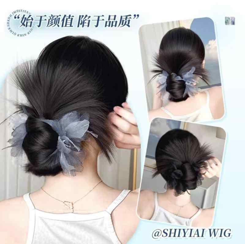 局部假发 - ヘアアクセサリー レディース お団子ウィッグ ポイントウィッグ シニヨン おしゃれ かわいい まとめ髪 装着簡単 棕色 黒色