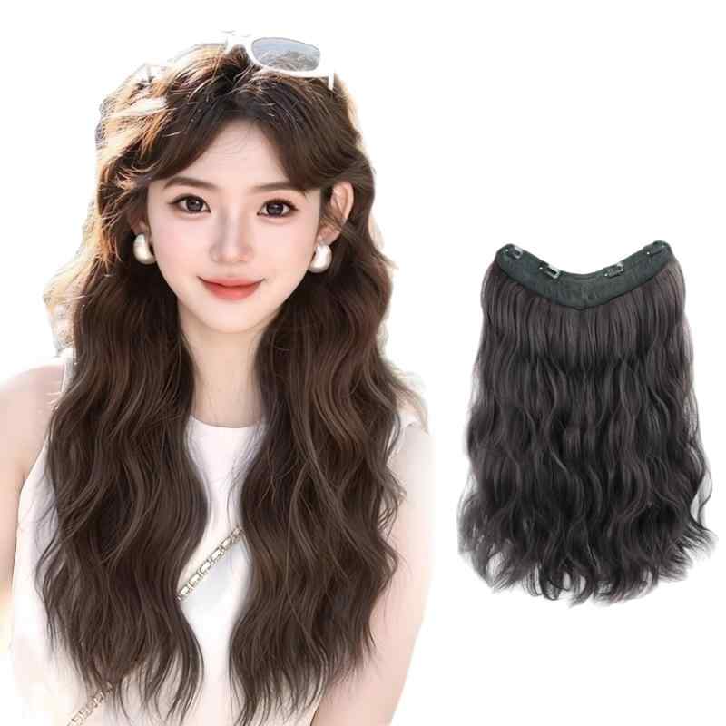 ヘアピース レディース 女性用 ロング カール ワンタッチ エクステ 水波巻き ウェーブ ゆるふわ 45cm 6..