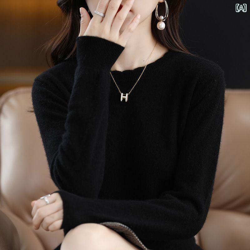 ニット レディース 長袖 丸首 花柄 秋冬 プルオーバー トップス チュニック カットソー 伸縮性 レイヤード ゆったり かわいい 韓国風 カジュアル ブラック ホワイト ベージュ オレンジ イエロー グリーン