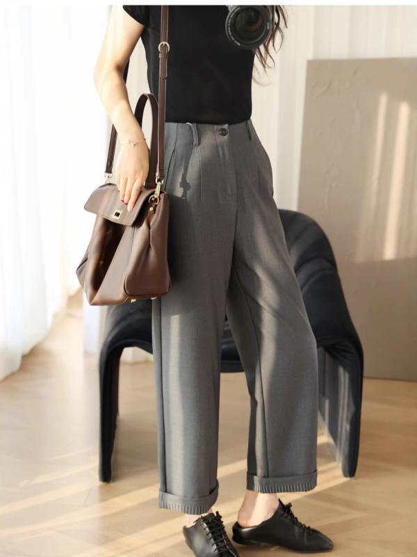 パンツ レディース 羊毛 ストライプ 高腰 ワイドレッグパンツ スラックス ミセス リラックス ゆったり きれいめ カジュアル 通勤 オフィス 春 ベージュ系 グレー ブラック