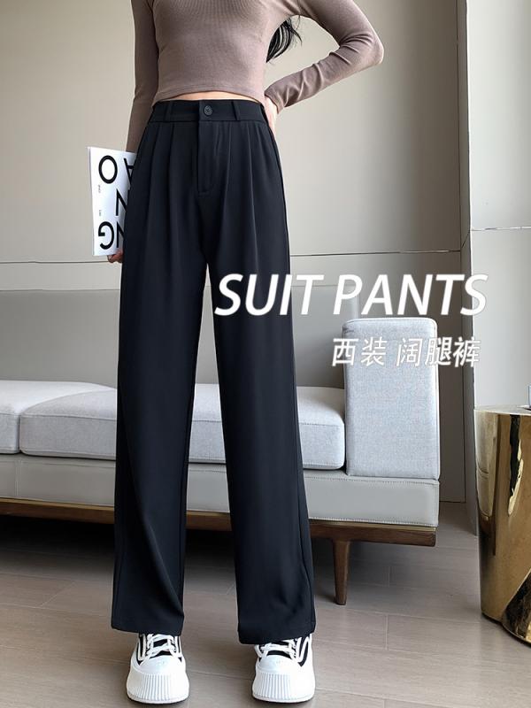 パンツ レディース スーツパンツ ワイドレッグパンツ ポリエステル テーパードパンツ スラックス ゆっ..