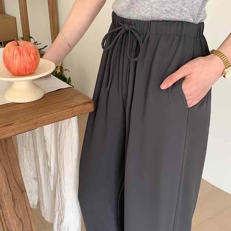 パンツ レディース 高身長 高見え カジュアルパンツ ワイドパンツ スラックス ポリエステル レーヨン混紡 ゆったり 薄手 春夏 韓国風 ..