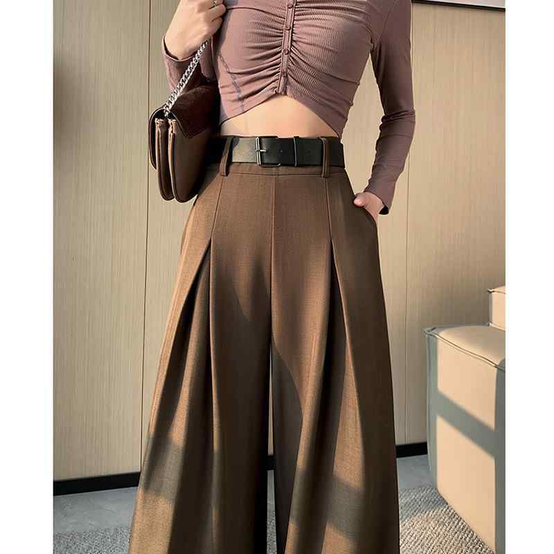 パンツ レディース 高身長 ワイドレッグパンツ スラックス 春秋 ハイウエスト ゆったり ルーズ ロング丈 カジュアル モード系 ストリートスタイル