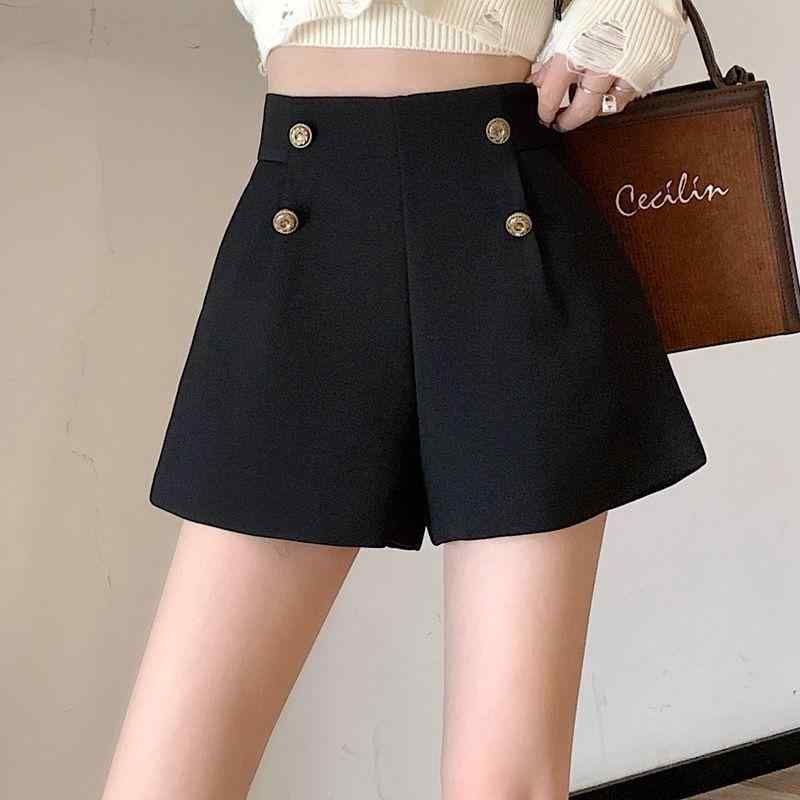 パンツ レディース 高腰 ワイドレッグパンツ ポリエステル ブラック 無地 スラックス ダブルボタン ゆったり 美脚 ロングパンツ ズボン ボトムス 通勤 オフィス カジュアル きれいめ 秋冬