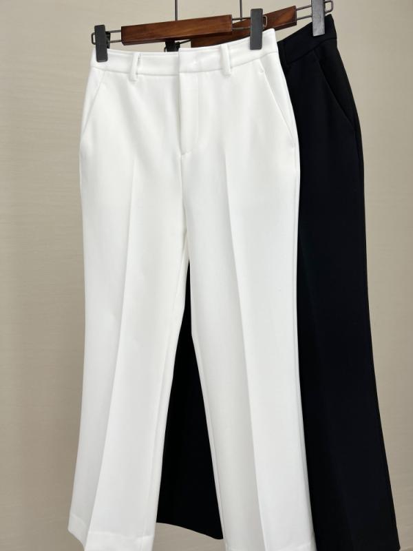 パンツ レディース 通勤 テーパードパンツ スラックス 9分丈 ポリエステル 人棉 ブレンド 黒 白 ポケット ミドルウエスト カジュアル 伸縮性