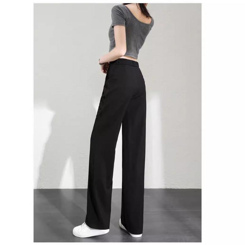 パンツ レディース テーパードパンツ スラックス 薄手 ポケット付き ゴムウエスト ストレート ブラック XS S M L XL 2XL 3XL ポリエステル オフィス きれいめ 通勤