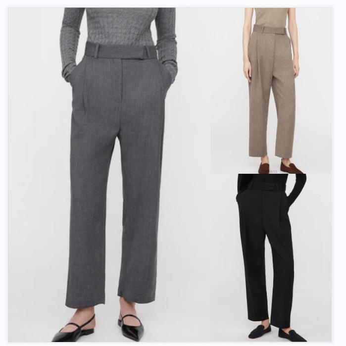 パンツ レディース 高腰 ウール テーパード ズボン スラックス 黒 ブラック ブラウン グレー 普段使い 通勤 オフィス きれいめ 上品 美脚