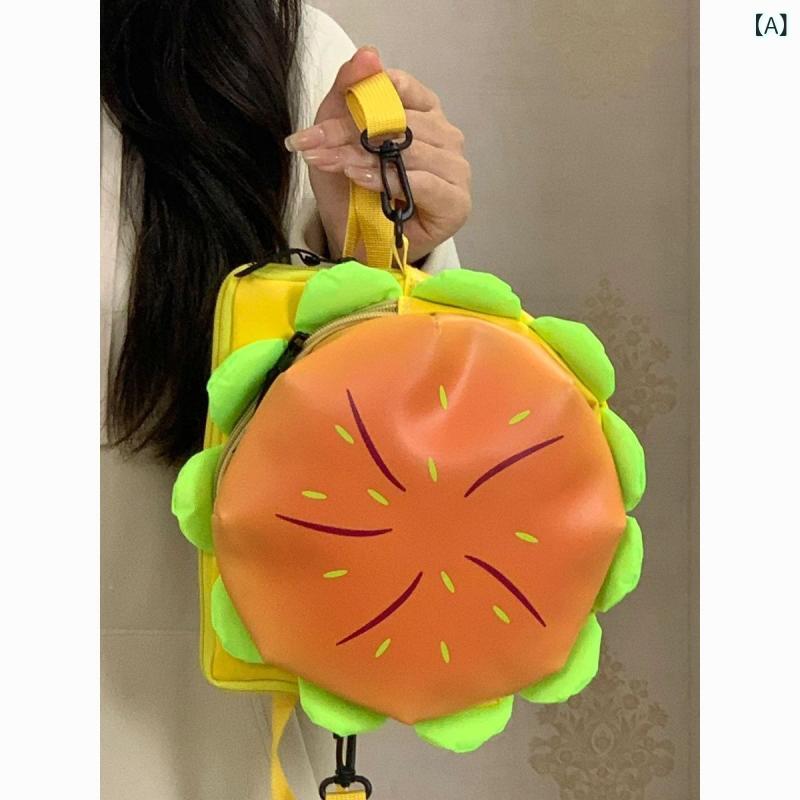 ショルダーバッグ レディース かわいい ハンバーガー型 PUレザー ミニ 鞄 インナー...