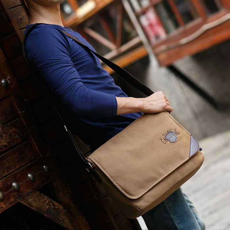 ショルダーバッグ メンズ 男性用 帆布 斜め掛け 鞄 カジュアル 旅行 耐摩耗性 カーキ ブラック ブルー グレー