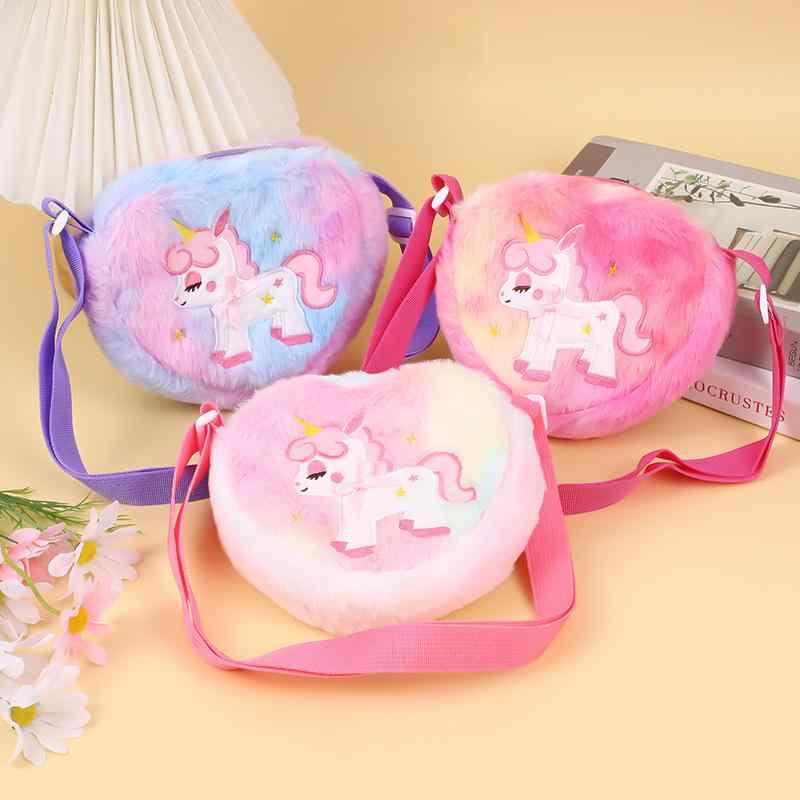 ショルダーバッグ キッズ 女の子 かわいい ハート ユニコーン ぬいぐるみ 斜めがけ 子供用 ポシェット ..