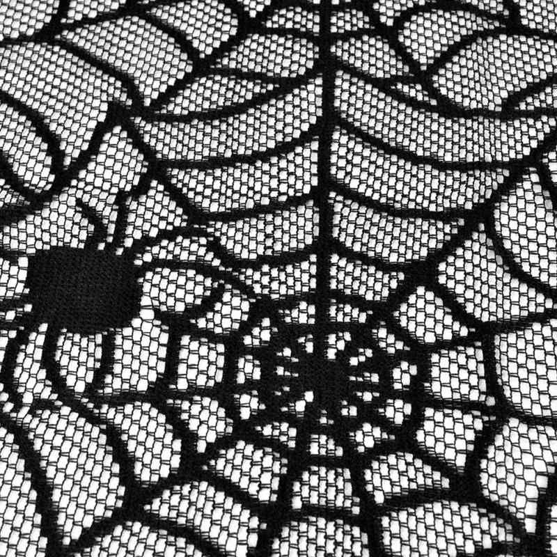 テーブルクロス ハロウィン レース ポリエステル 長方形 137 183cm ブラック 五芒星 クモ 美化装飾 ホームパーティー