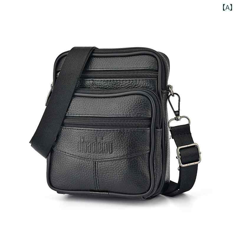 Shoulder Bags - メンズ ウエストバッグ 男性用 多機能 ショルダー ボディバッグ レザー 牛革 ベルトポーチ スマホ 縦型 ブラック ブラウン 耐摩耗性