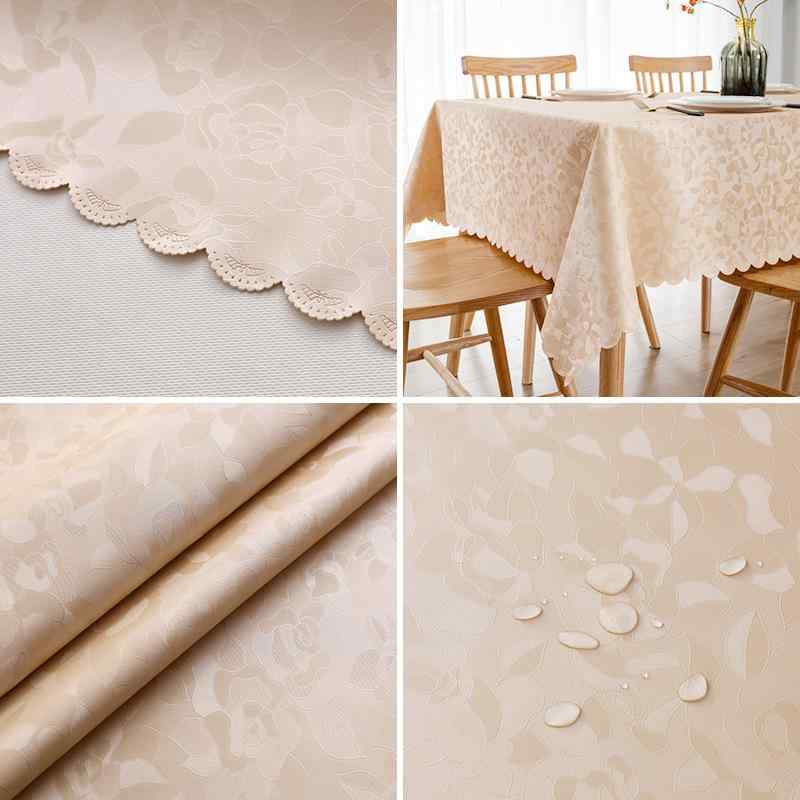 テーブルクロス テーブルマット 長方形 防水 防油 防汚 撥水 耐熱 モダン シンプル 花柄 シャンパン ベージュ グレー