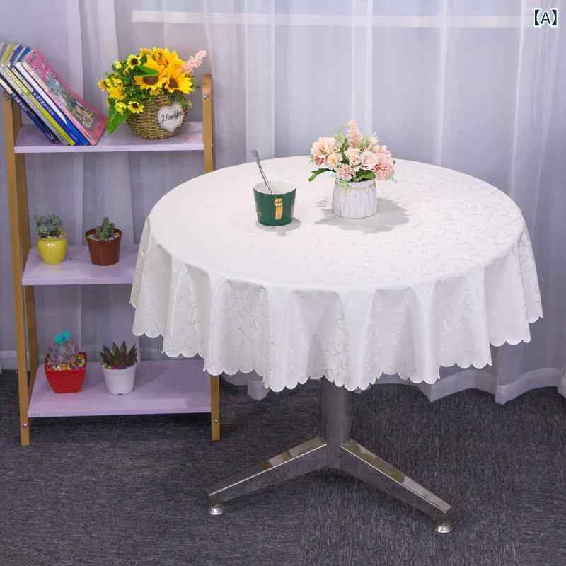 テーブルクロス 円形 ホテル 飲食店用 PVC製 耐熱 耐油 防汚 花柄 ジャカード おし...