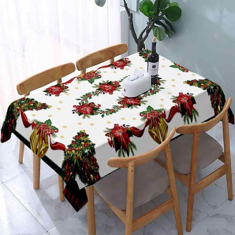 テーブルクロス クリスマス ホーム パーティー イベント レストラン ポリエステル製 長方形 植物 花柄 防塵 美化 装飾