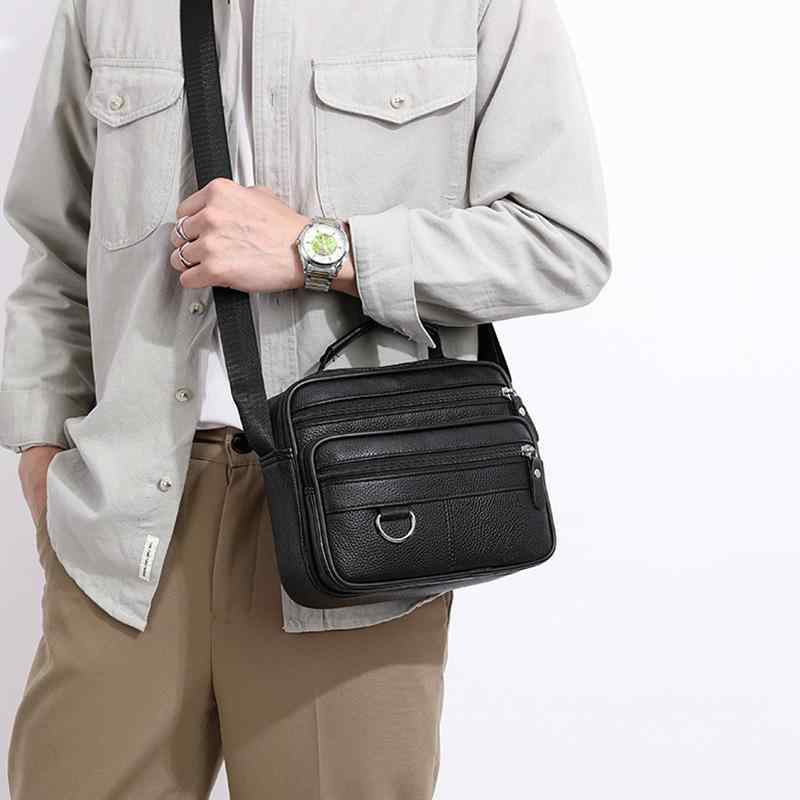 ショルダーバッグ メンズ 男性用 PUレザー 鞄 ビジネス 通勤 大容量 多機能 防水 耐摩耗 8インチ