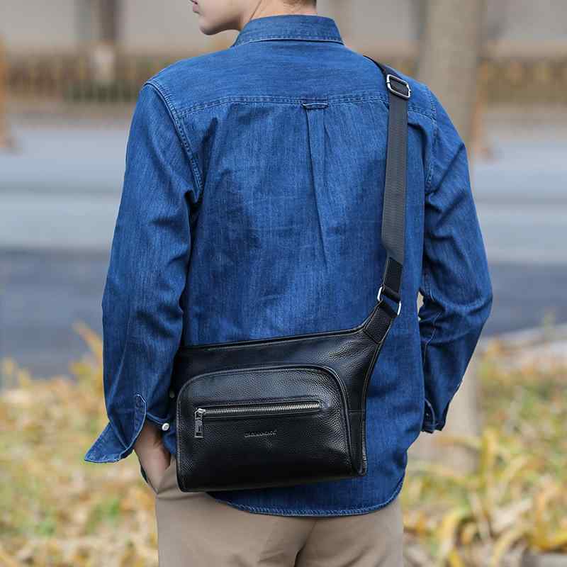 メンズ ショルダーバッグ 本革 ビジネス 斜めがけ 鞄 ファッション 耐摩耗 ブラック