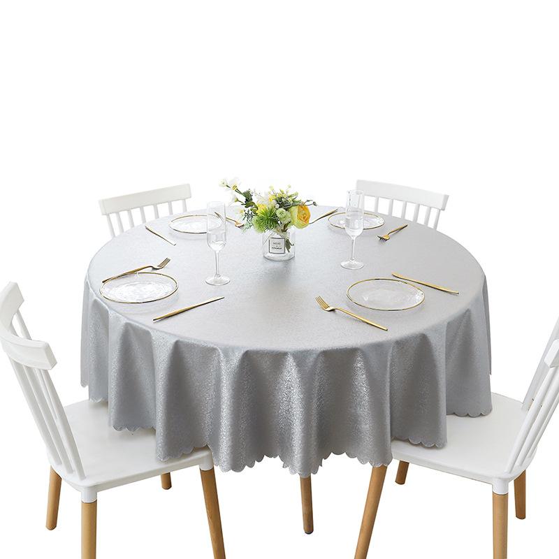 テーブルクロス 円形 PVC レザー 防水 防油 厚手 洗える 滑り止め 耐摩耗 防塵 防汚 ホテル 飲食店 宴会 高級感 グレー イエロー ゴールド ホワイト レッド ブルー