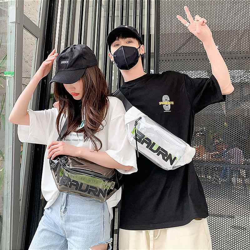 ボディバッグ メンズ ストリート 斜めがけ 透明 ショルダーバッグ ウエストポーチ 鞄 防水 ブラック ホ..