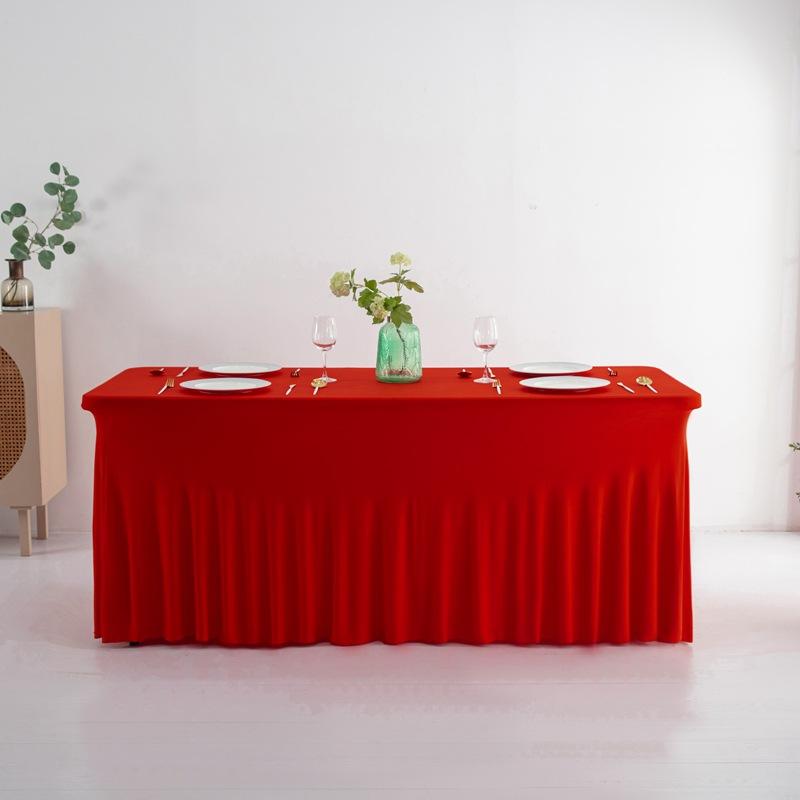 テーブルクロス 伸縮性テーブルカバー 長方形スカート裾 ウェディング パーティー バンケット 会議 オフィス ポリエステル 無地 シルバー レッド ワインレッド ライトパープル ブラック ホワイト パープル