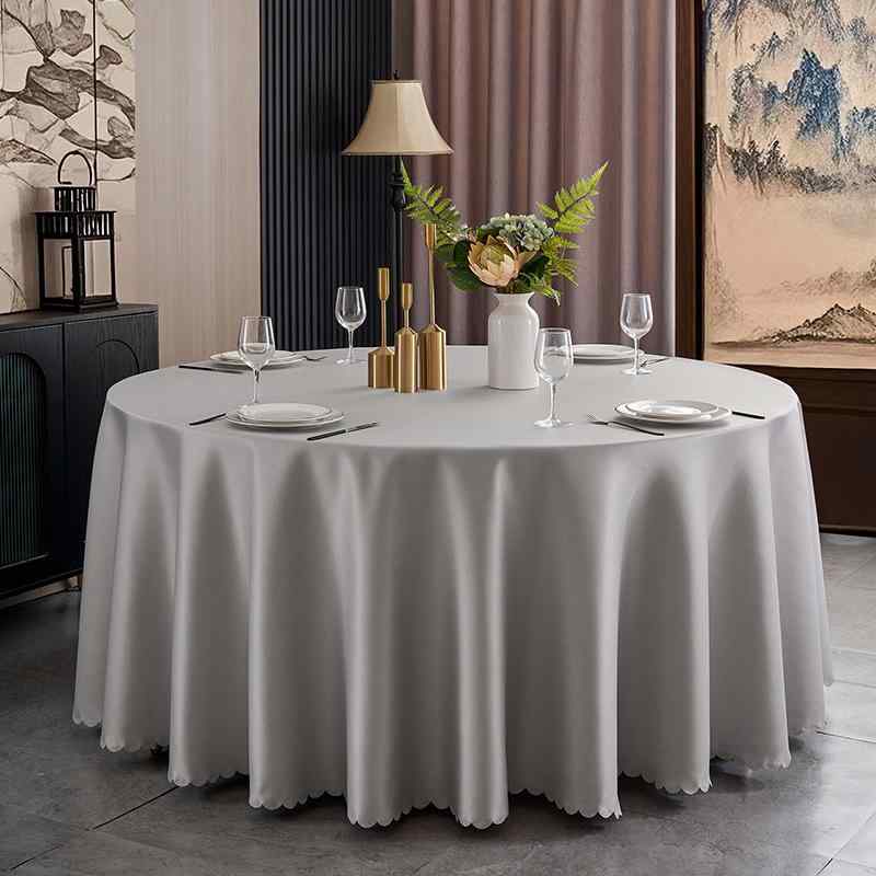 テーブルクロス 円形 大判 円卓 レストラン 宴会用 テーブルクロス 両面サテン 厚手 緞子 無地 防塵 美..