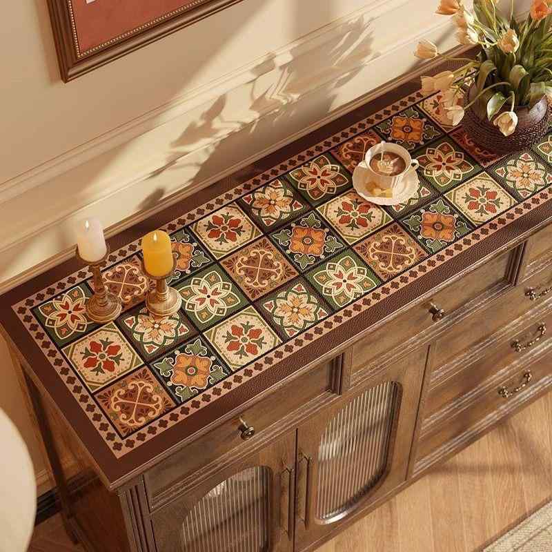 テーブルクロス テレビボード用マット 食器棚用マット シューズボックス用マット 長方形 PUレザー 防水..